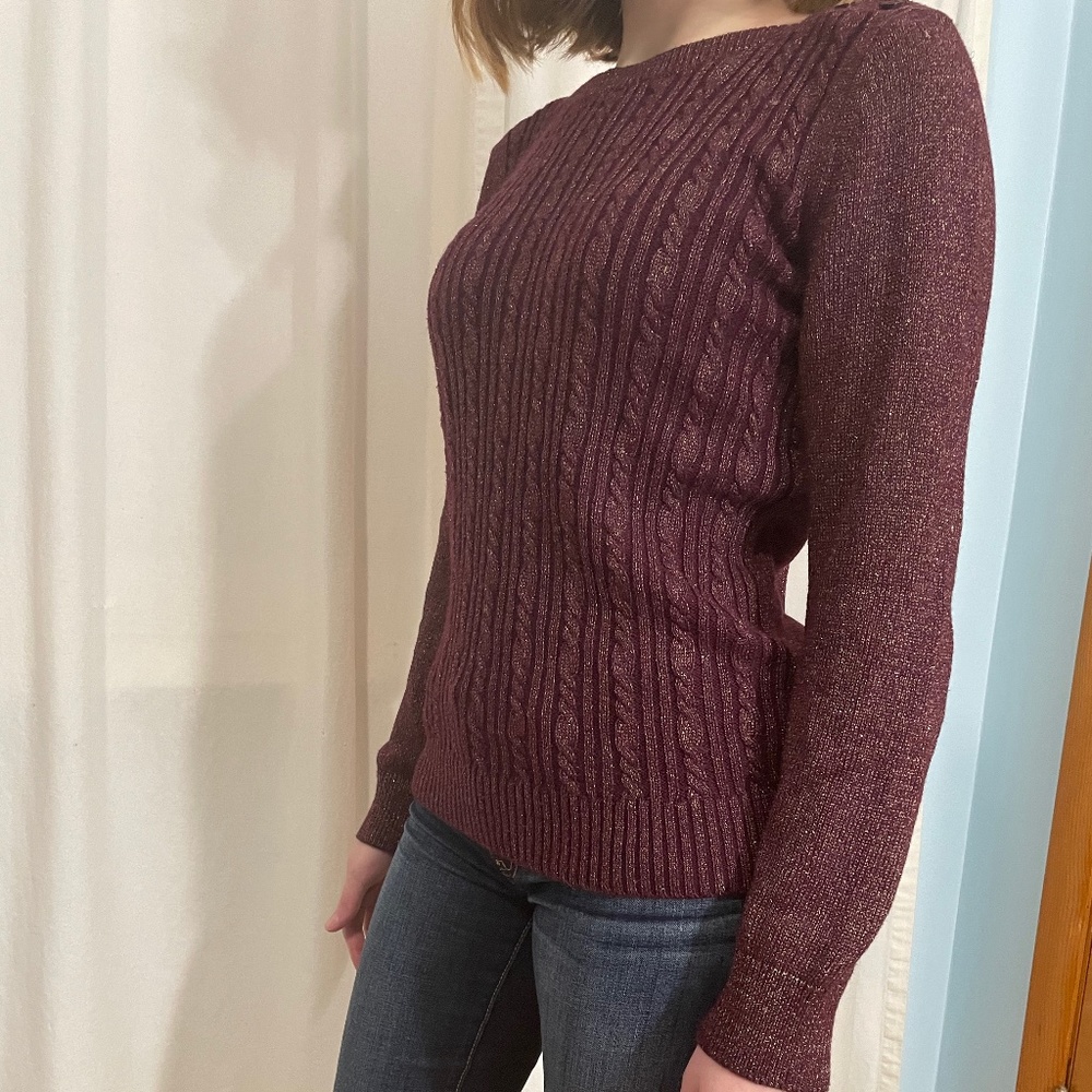 Banana Republic Shimmer Maroon Sweater